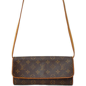 Louis Vuitton Monogram Leather Brown Pochette Twin Shoulder Bag